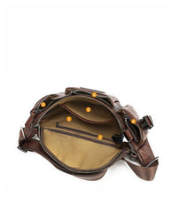Brown Leather Sling Bag Waist Bag for Men 