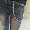 Light Blue Shoushan Stone Beaded Wallet Chain 