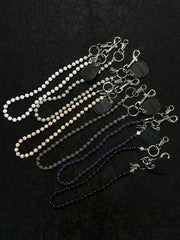 White Beaded Wallet Chain Womens White Lavastone Long Bead Wallet Chain with Keyring - iChainWallets