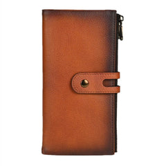 Double Zipper Leather Wallet with Buckle for Men - iwalletsmen