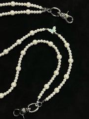 Long Double Beaded Wallet Chain Pearl Bead Wallet Chain for Women - iChainWallets