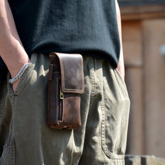 Brown Leather Belt Phone Pouch Mens Belt Pouch Leather Phone Belt Pouch - iwalletsmen