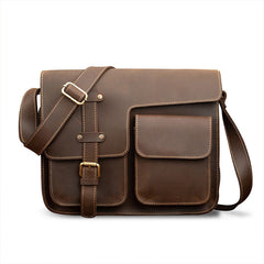 Brown Leather Messenger Bag - Detail
