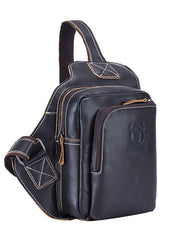 men's cross chest bag Crossbody Sling Backpack Leather Mens Chest Bag Leather Sling Bag Crossbody Chest Bag