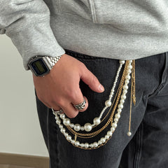 Pearl Layered Wallet Chain with Tassel - iChainWallets
