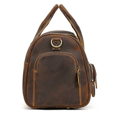 Brown Weekend Bag Small Leather Weekender Bag for Men Long Weekend Shoulder Bag - iwalletsmen