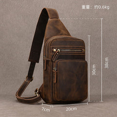  Vintage Brown Leather Sling Bag for Men - iwalletsmen