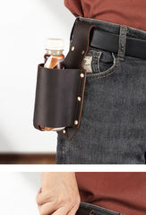 Leather Water Bottle Belt Holder Pouch Leather Drink Bottle Belt Holder Leather Belt Water Bottle Holder - iwalletsmen
