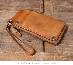 mens chained wallets Cool Leather Wristlet Wallet Mens Leather Long Wallet Phone Wallet Wristlet Biker Chain Wallet