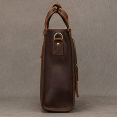 Brown Leather Vertical Briefcase Business Handbag for Men Office Handbag for Men - iwalletsmen