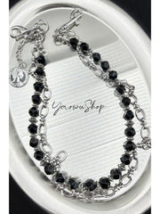 Beaded Wallet Chain Womens White Stone Wallet Chain Double Wallet Chain - iChainWallets