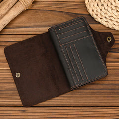 Mens Wallet With Lots of Card Slots Leather Vertical Wallet with Buckle with Coin Pocket - iwalletsmen