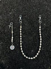 Long Ball Wallet Chains for Women White Ball Wallet Chain Beaded Wallet Chain - iChainWallets