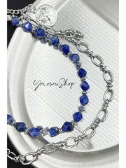 Blue Turquoise Beaded Wallet Chain Beaded Pants Chain Double Wallet Chain - iChainWallets