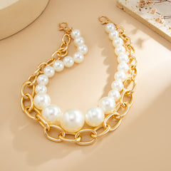 Large Pearl Wallet Chains Womens Double Wallet Chain Gold Beaded Wallet Chain for Women - iChainWallets