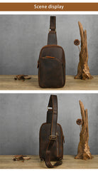 Dark Brown Sling Leather Backpack 