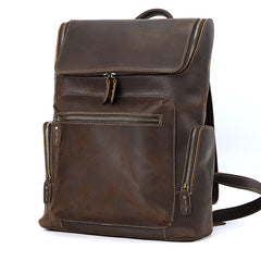 Dark Brown Leather Backpack for 15 inch Laptop for Men - iwalletsmen