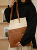 White&Brown Canvas Tote Bag