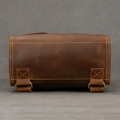 Crazy Horse Leather Backpack Mens 17L Brown Leather Backpack for Men - iwalletsmen