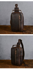 Brown Leather Sling Bag for Men 