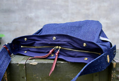 Blue Denim Messenger Bag Denim Crossbody Bag Blue Denim Shoulder Bag - Feltify