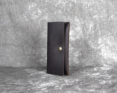 Long Leather Wallet with Flap Mens Wallet with Flap Brown Leather Flap Wallet - iwalletsmen