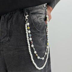 Pearl Wallet Chain Womens Gem Wallet Chain - iChainWallets