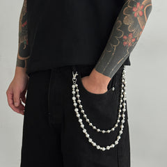 Pearl Diamond Double Wallet Chain - iChainWallets