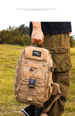 Khaki Tactical Canvas big sling bag men