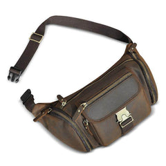 Dark Brown Mens Leather Waist Pack 
