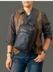 Large leather sling bag - overall product detail overview