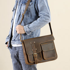 Brown Leather Messenger Bag - Style