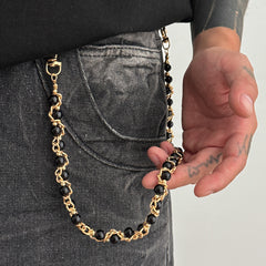 Black Pearl Wallet Chain Ball Wallet Chain - iChainWallets