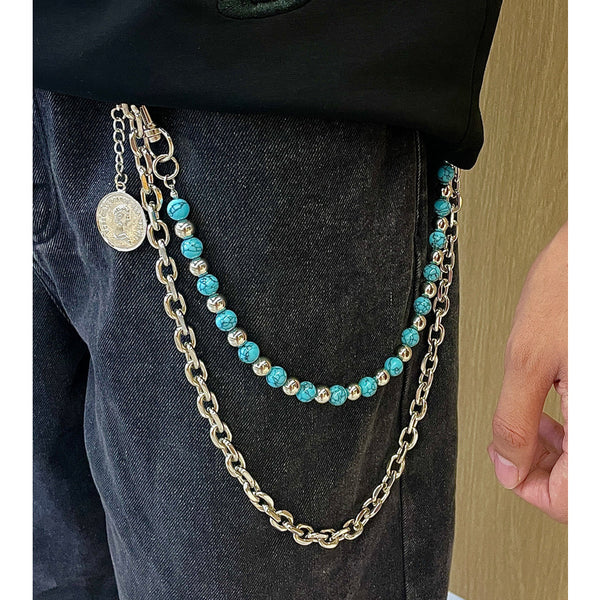 Blue Turquoise Beaded Wallet Chain 