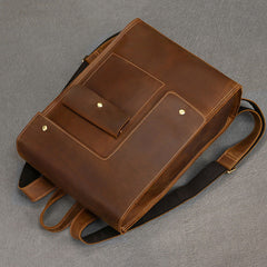 Crazy Horse Leather Backpack Mens 17L Brown Leather Backpack for Men - iwalletsmen