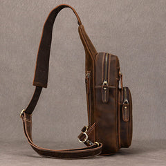 Vintage Brown Leather Sling Bag for Men - iwalletsmen