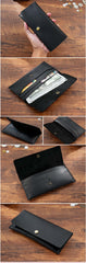Black Leather Flap Wallet for Men Leather Mens Flap Wallet Vintage Wallet With Flap - iwalletsmen