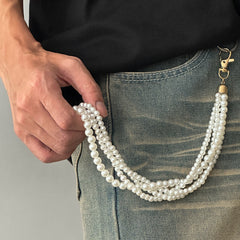 Pearl Wallet Chain Quadruple Beaded Wallet Chain 