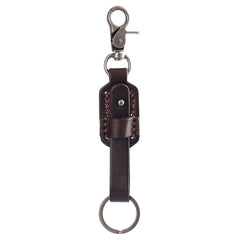 key chains men​ Dark Brown  Handmade Leather Key Fob Men's Leather Keychains Cool Keychains for Car Keys 