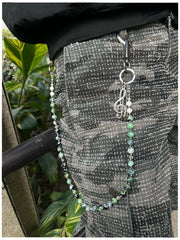 Green Stone Bead Wallet Chain Long Green Beaded Wallet Chain - iChainWallets