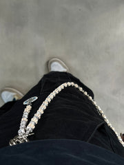 White Beaded Wallet Chain - iChainWallets