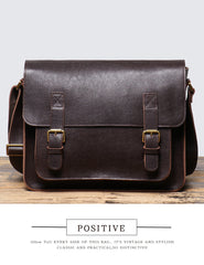 Dark Brown Leather Satchels for Men Small Mens Leather Satchel Bag - iwalletsmen