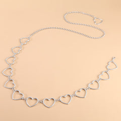 Cute Silver Hearts Belly Chain Alloy Women Waist Chains The Waist Adjustable Cute Bikini Hearts Waist Chain