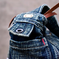 Blue Denim Messnger Bag Washed Distressed Womens Large Jeans Shoulder Bag Large Denim Crossbody Bag for Men - Feltify