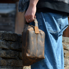 Brown Leather Toiletry Bag Full Grain Leather Toiletry Bag Vintage Mens Toiletry Bag - iwalletsmen