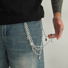 Triple Wallet Chain Star Moon Sun 3 Chains Biker Wallet Chain - iChainWallets
