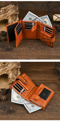 Brown Vertical Leather Wallet with Buckle for Men Buckle Mens Wallets That Holds A Lot of Cards - iwalletsmen