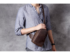 edc sling pack Dark Brown Leather Sling Bag for Men Leather Crossbody Sling Bag Mens Leather Sling Pack