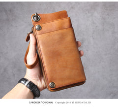 chain wallet for men Cool Leather Wristlet Wallet Mens Leather Long Wallet Phone Wallet Wristlet Biker Chain Wallet