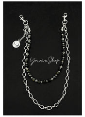 Womens White Stone Wallet Chain Double Wallet Chain - iChainWallets